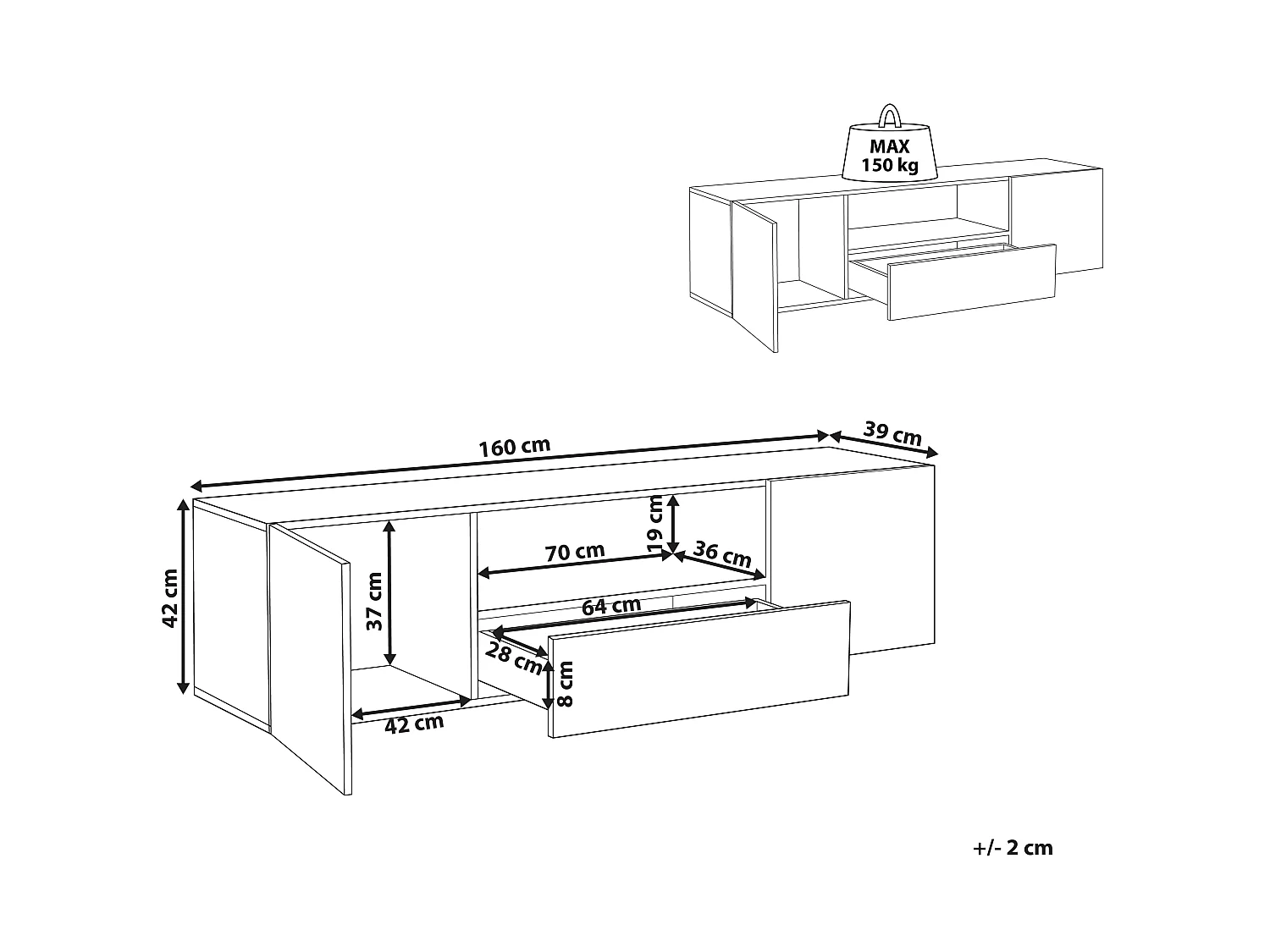 Meuble TV blanc FAYET