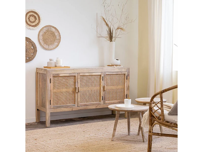 Aparador en madera de mango y rejilla Julietta