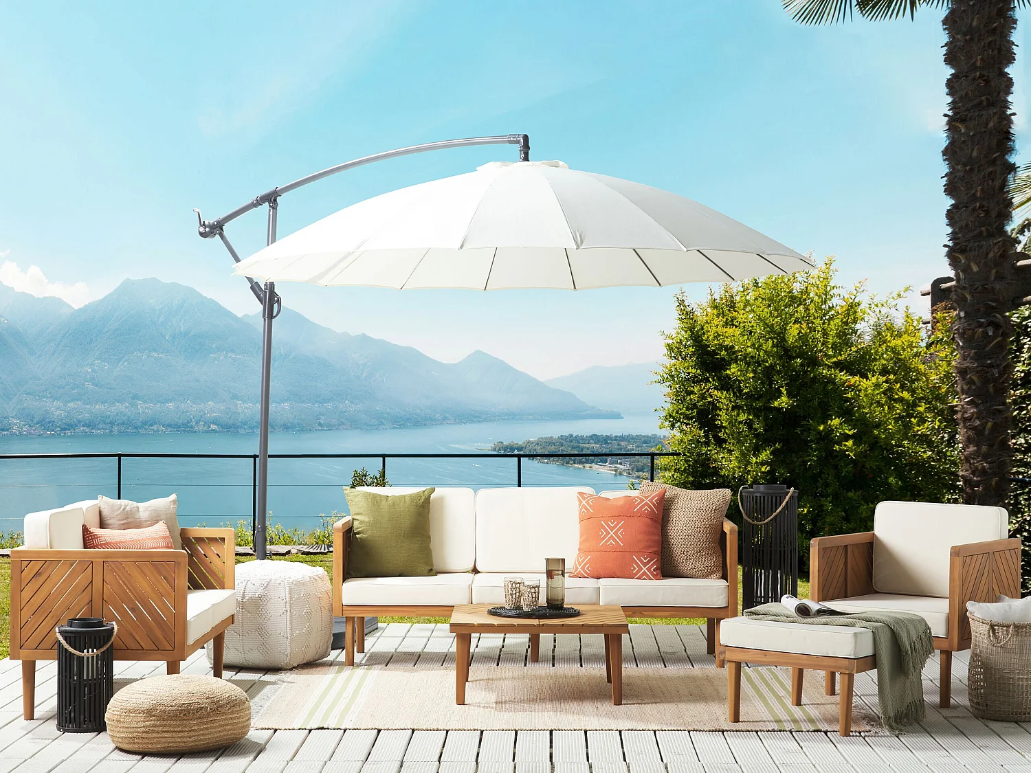 Loungeset met tafel en ottomaan 6-zitter BARATTI Acaciahout Bruin