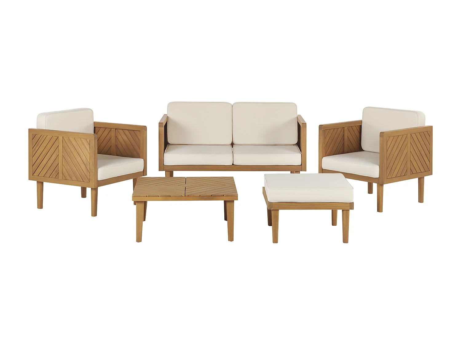 Set salotto da giardino con tavolo e pouf 4 posti BARATTI Legno d'acacia Marrone