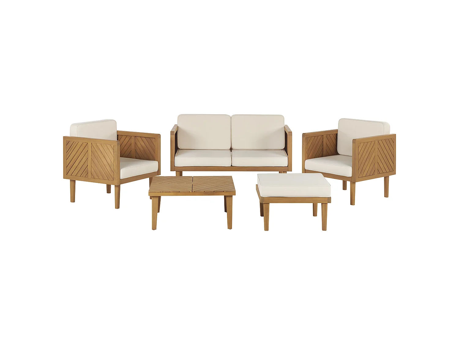Loungeset met tafel en ottomaan 4-zitter BARATTI Acaciahout Bruin