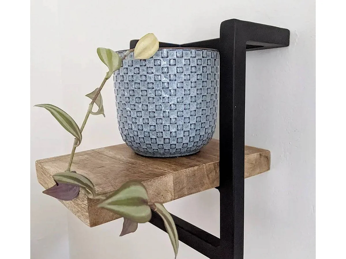 Estante de pared de madera de mango Joie, estilo industrial, modelo pequeño