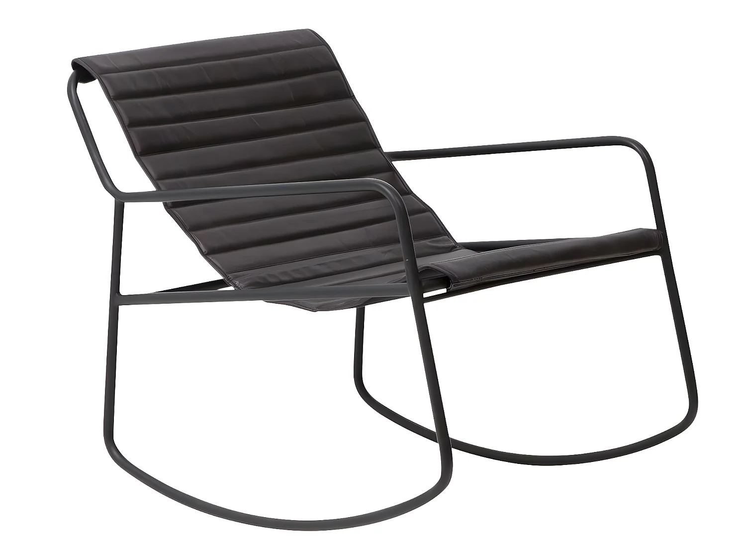 Sillón mecedora de cuero negro con almacenamiento integrado para adultos - Estilo industrial vintage