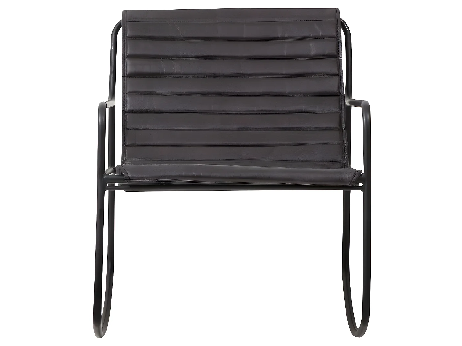 Sillón mecedora de cuero negro con almacenamiento integrado para adultos - Estilo industrial vintage