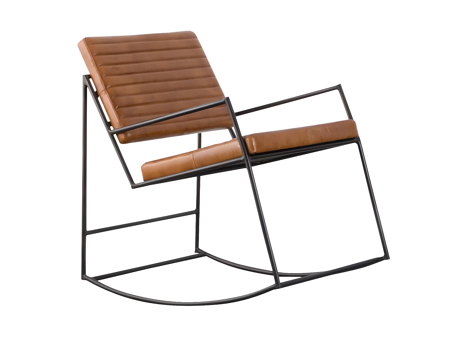 Fauteuil vintage en cuir marron Porto