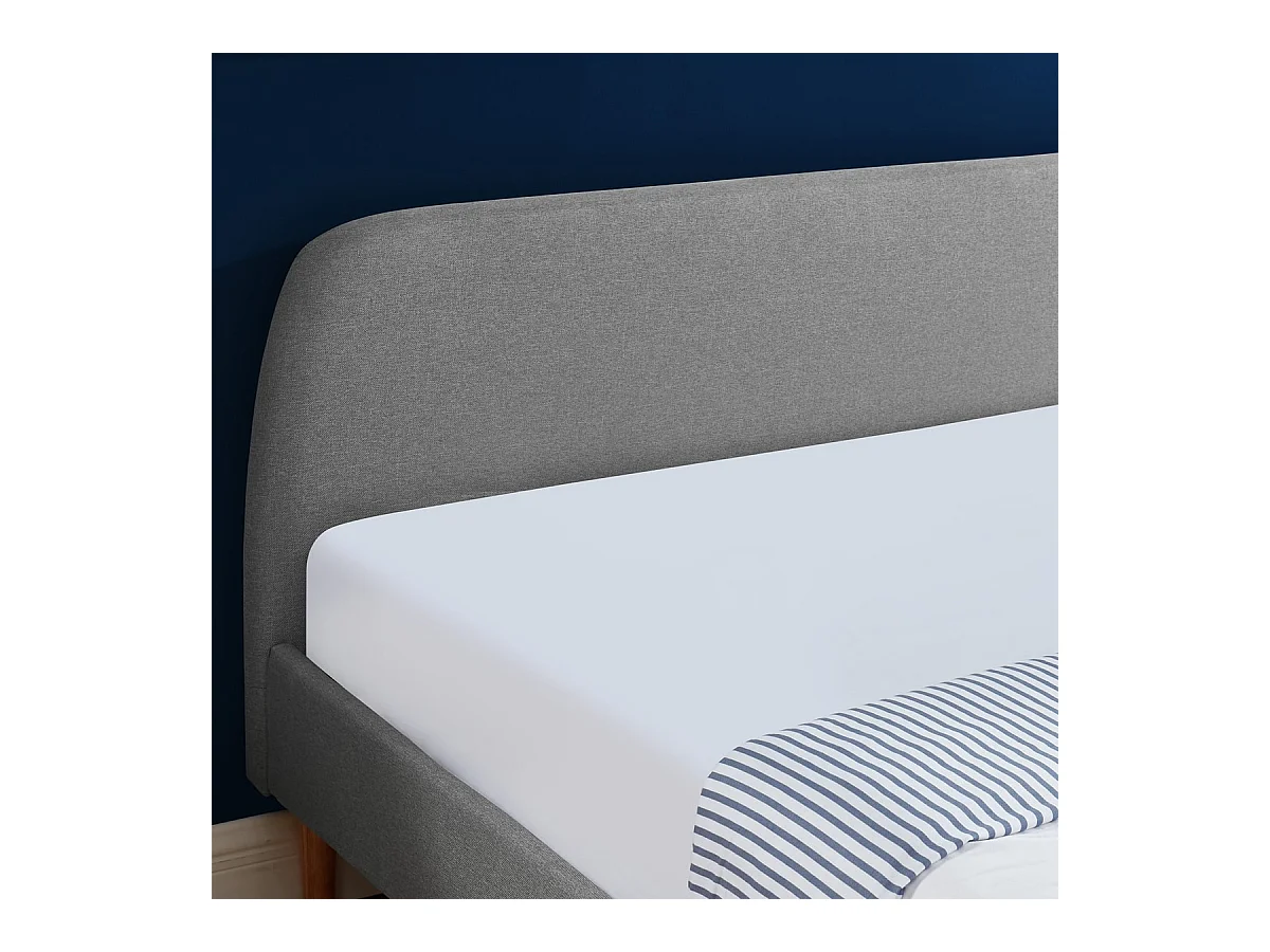 Lit adulte scandinave 180x200 gris clair - Gaby