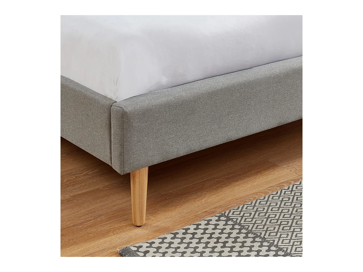 Lit adulte scandinave 180x200 gris clair - Gaby
