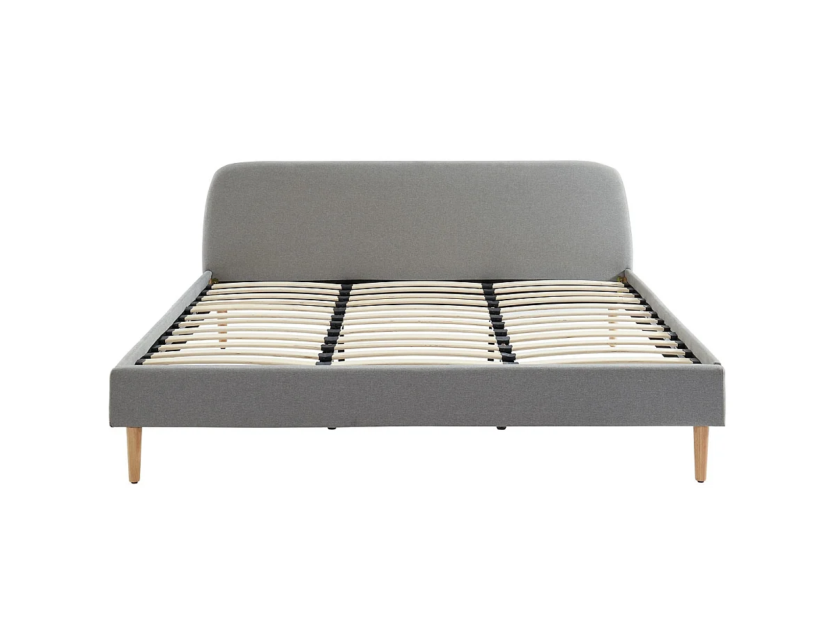 Lit adulte scandinave 180x200 gris clair - Gaby