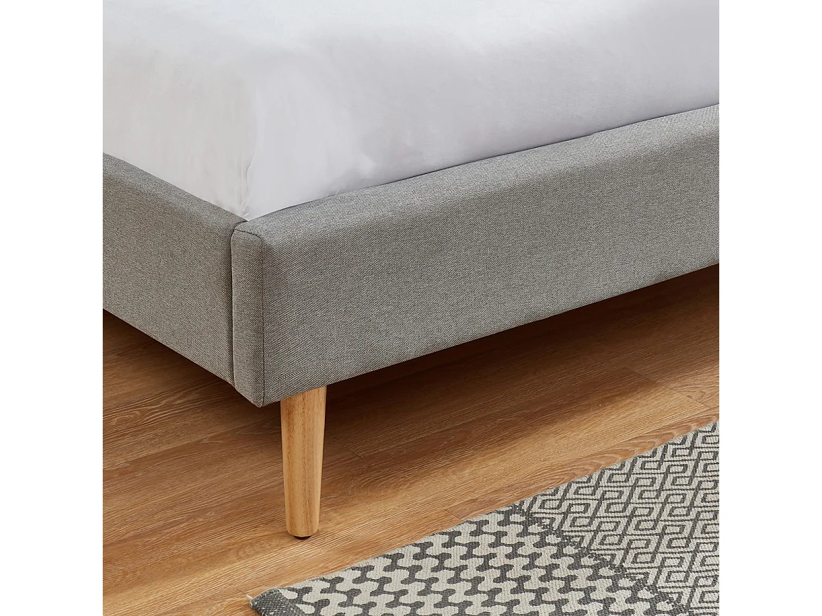 Lit adulte scandinave 180x200 gris clair - Gaby