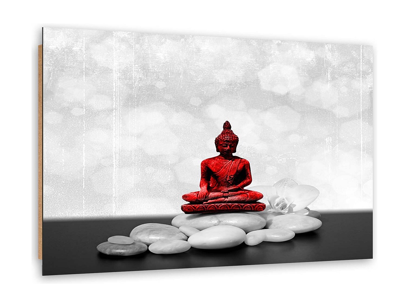 Guru-Shop Suoneria Del Vento In Legno Di Balsa Con Buddha Intagliato A Mano - 49x9x9 Cm - Campanello Eolico Tono Rosso Per Giardino E Relax - 2