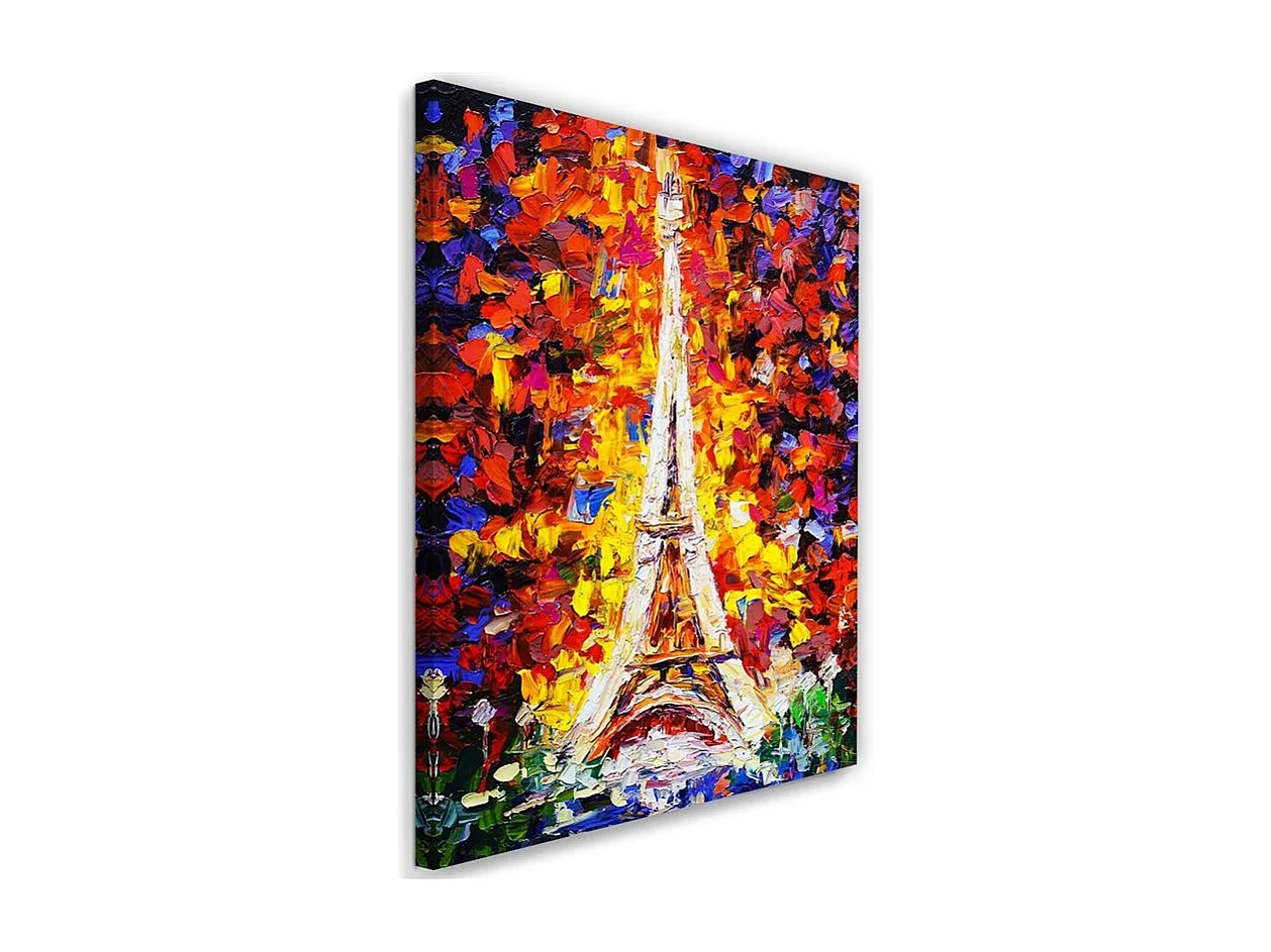 Quadro su tela, Pittura colorata della Torre Eiffel di Parigi - 60x90