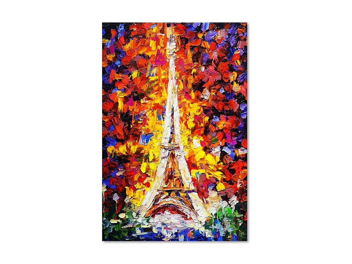 Quadro su tela, Pittura colorata della Torre Eiffel di Parigi - 60x90