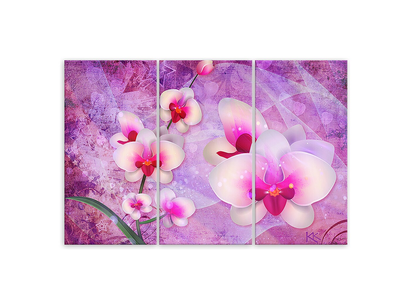 Panther Print Stampa Su Tela Con Orchidea Viola - Quadro Decorativo 45x30 Cm, Incorniciato, Pronto Da Appendere