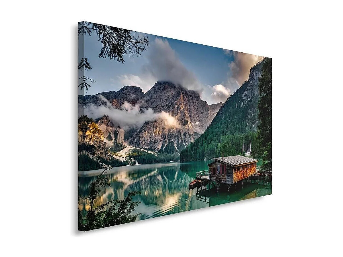 Quadro su tela, Montagne Casa Lago Natura - 120x80