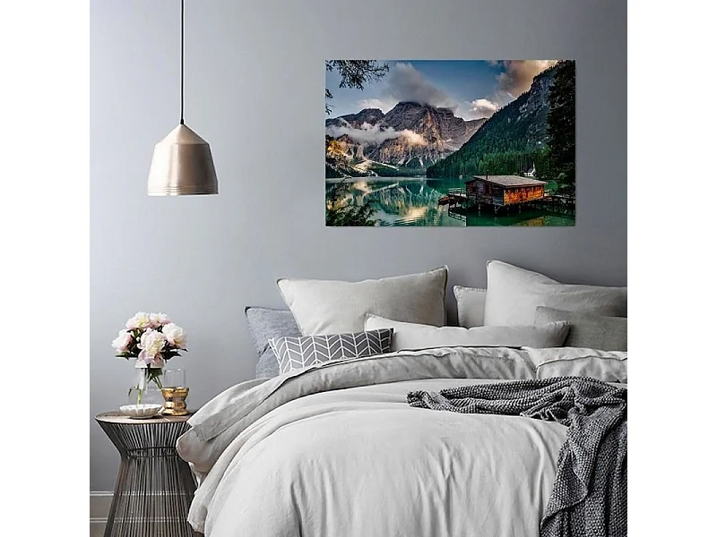 Quadro su tela, Montagne Casa Lago Natura - 120x80