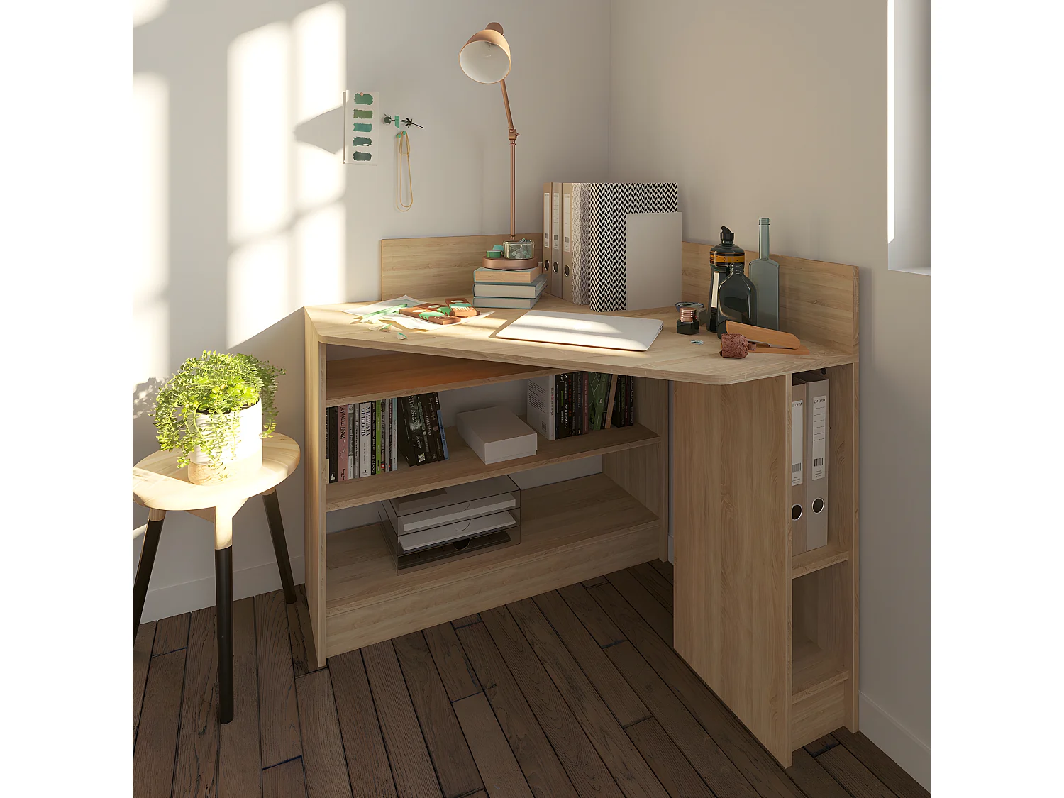 Bureau d'angle WALL - chêne naturel - TEMAHOME
