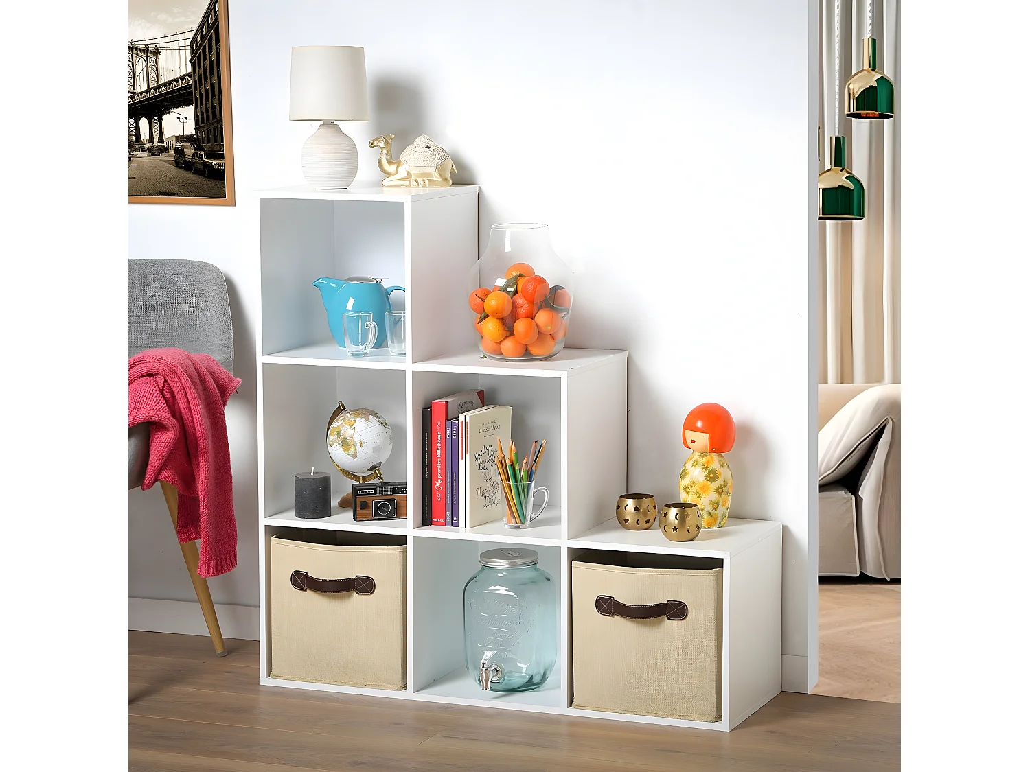 Mueble 6 estantes en escalera