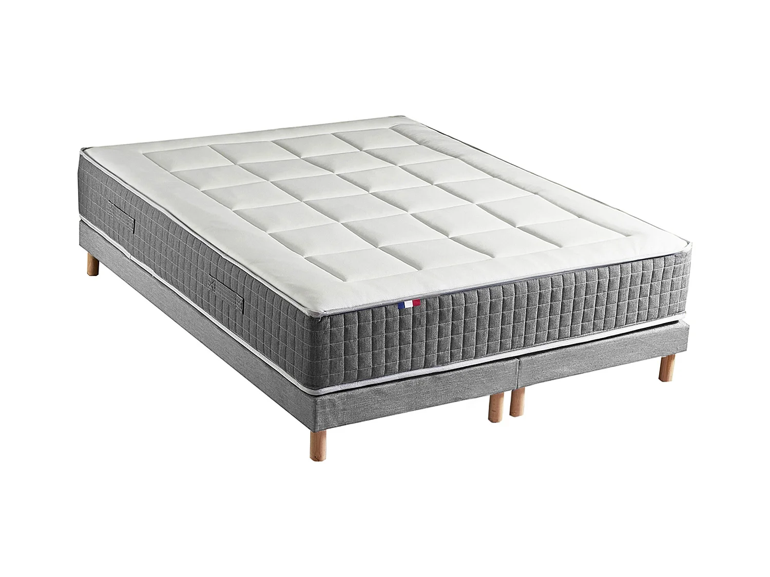 Ensemble Matelas Ressort 7 zones H.28cm + Sommier Fabriqué en France MAX Dimensions - 2x90 x 200 cm