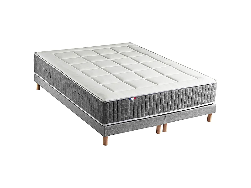 Ensemble Matelas Ressort 7 zones H.28cm + Sommier Fabriqué en France MAX Dimensions - 2x80 x 200 cm