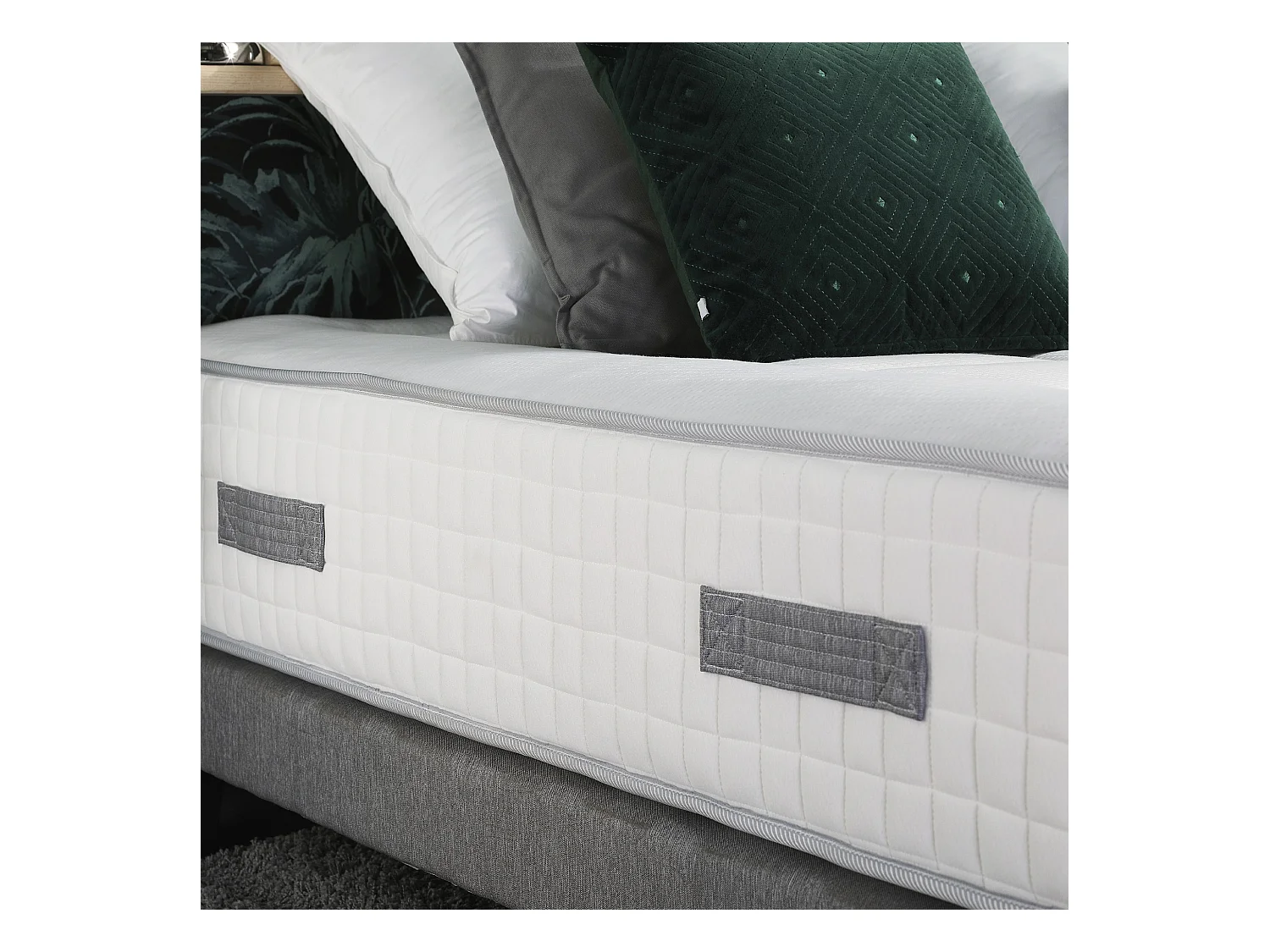 Ensemble matelas Ressort 7 zones + sommier + oreiller + couette - FABRICATION FRANCAISE Dimensions - 2x90 x 200 cm