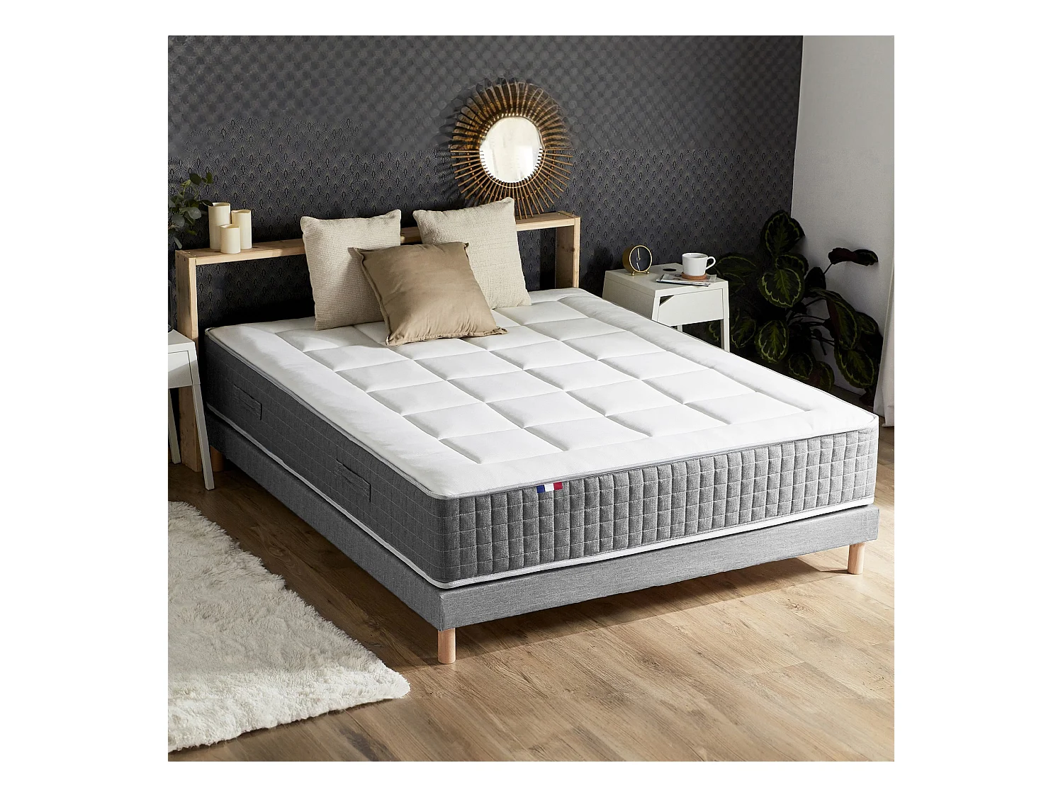 Ensemble Matelas Ressort 7 zones H.28cm + Sommier Fabriqué en France MAX Dimensions - 140 x 190 cm