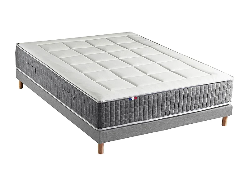 Ensemble Matelas Ressort 7 zones H.28cm + Sommier Fabriqué en France MAX Dimensions - 140 x 190 cm