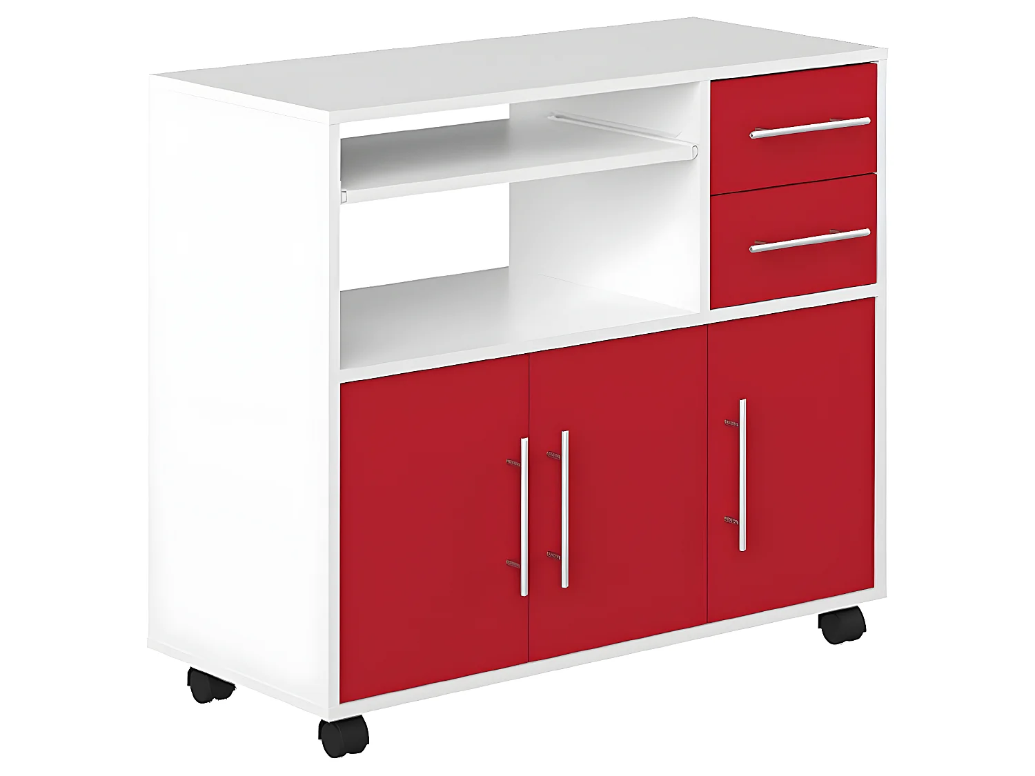 Desserte micro-onde MARIUS - blanc et rouge - SYMBIOSIS