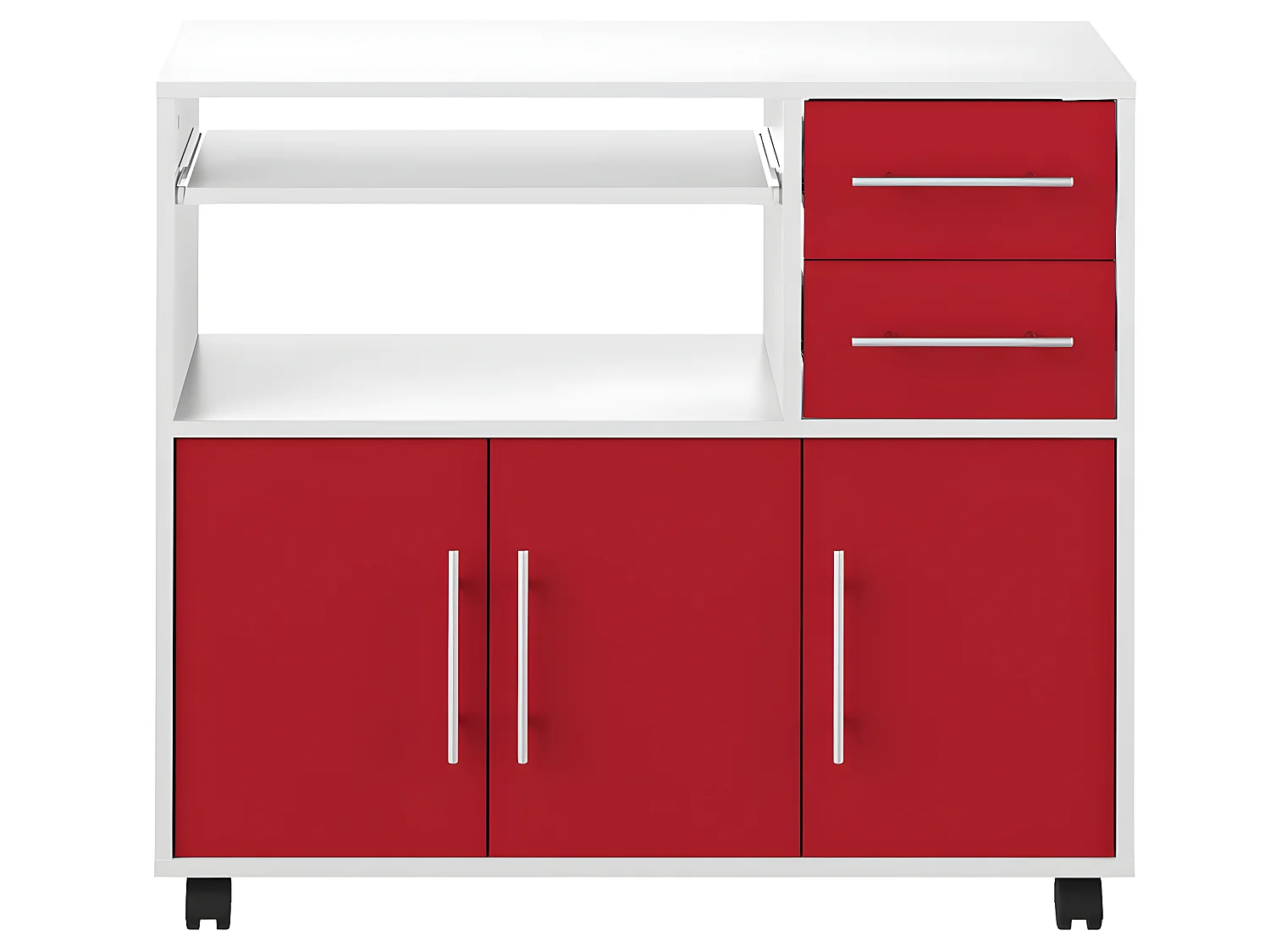 Desserte micro-onde MARIUS - blanc et rouge - SYMBIOSIS