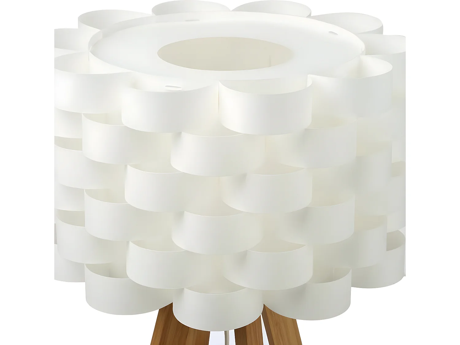 Lampe à poser, lampadaire en Polypropylène coloris blanc, pieds en bambou beige