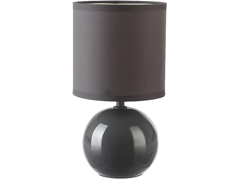 Lot de 2 Lampes céramique boule en Gris, Hauteur 25 cm