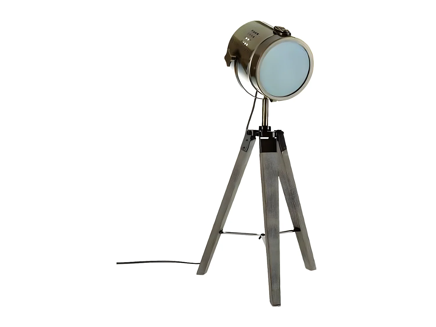 Lampe à poser en bois et métal cuivré, H.68 cm