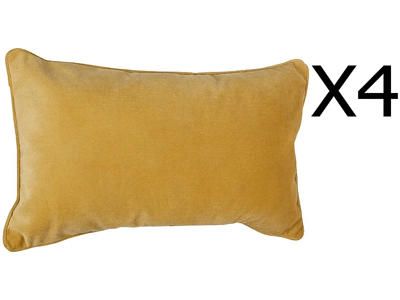 Lot de 4 coussins rectangulaires 100% polyester coloris ocre - Dim : L.50 x l.30 cm