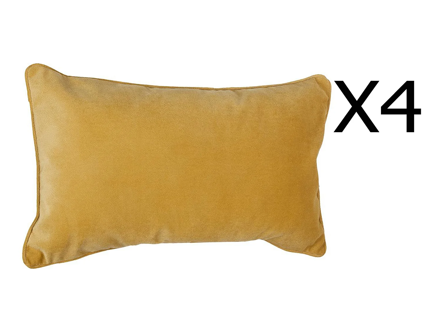 Lot de 4 coussins rectangulaires 100% polyester coloris ocre - Dim : L.50 x l.30 cm