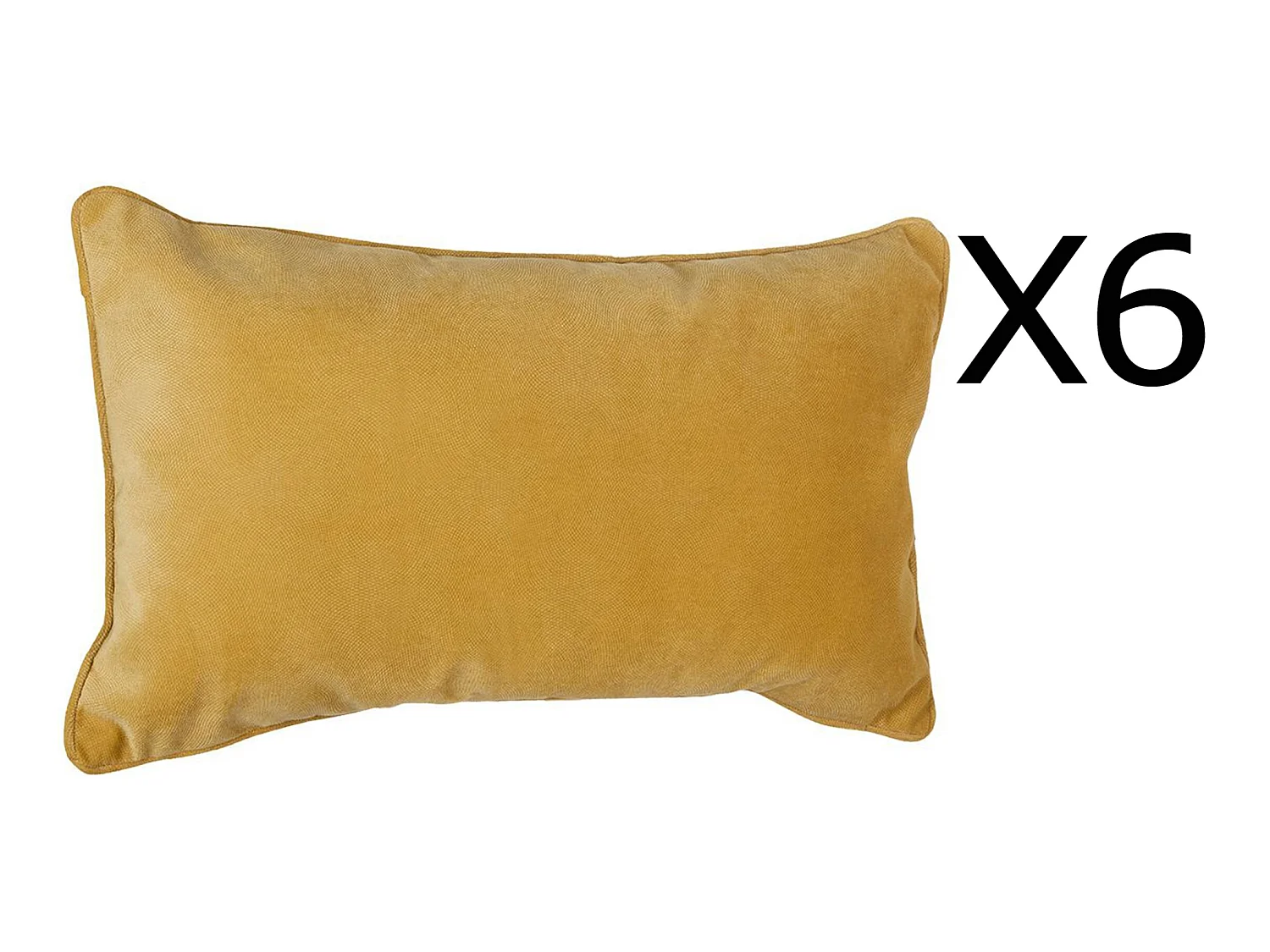 Lot de 6 coussins rectangulaires 100% polyester coloris ocre - Dim : L.50 x l.30 cm