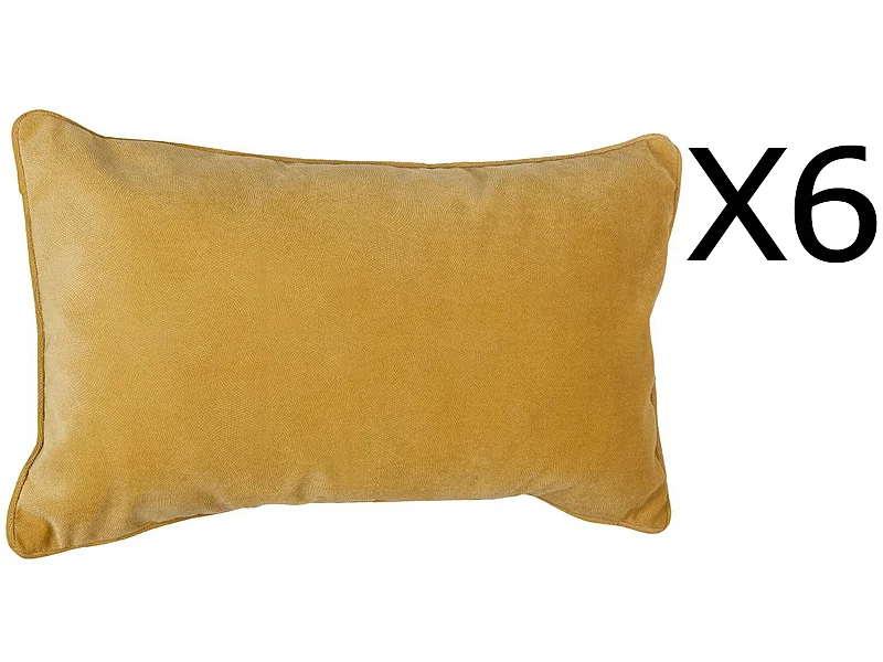 Lot de 6 coussins rectangulaires 100% polyester coloris ocre - Dim : L.50 x l.30 cm