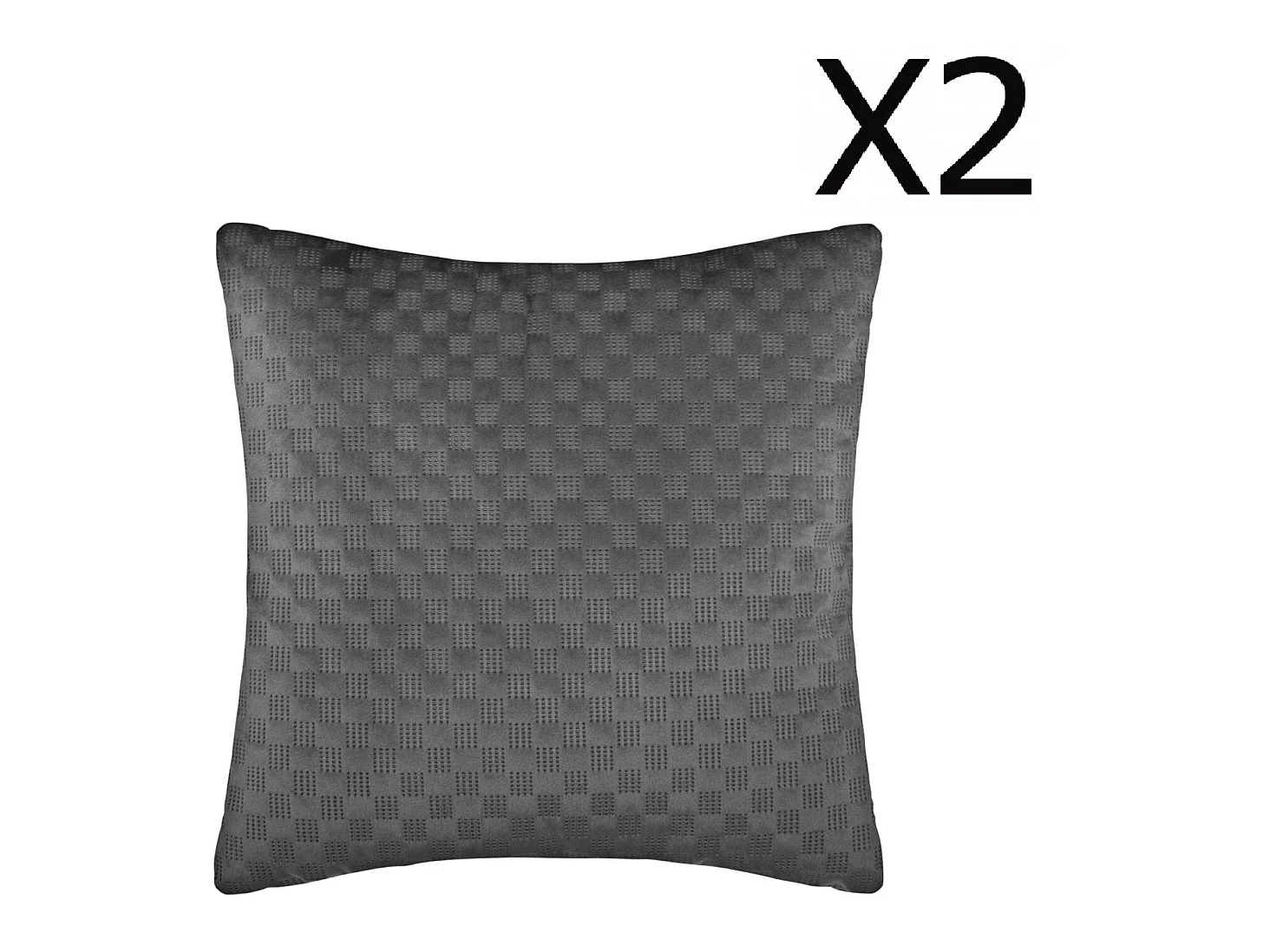 Lot de 2 Coussins gris en velours - 40 x 40 cm