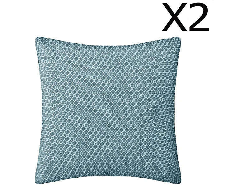 Lot de 2 Coussins bleu déhoussable - 38 x 38 cm