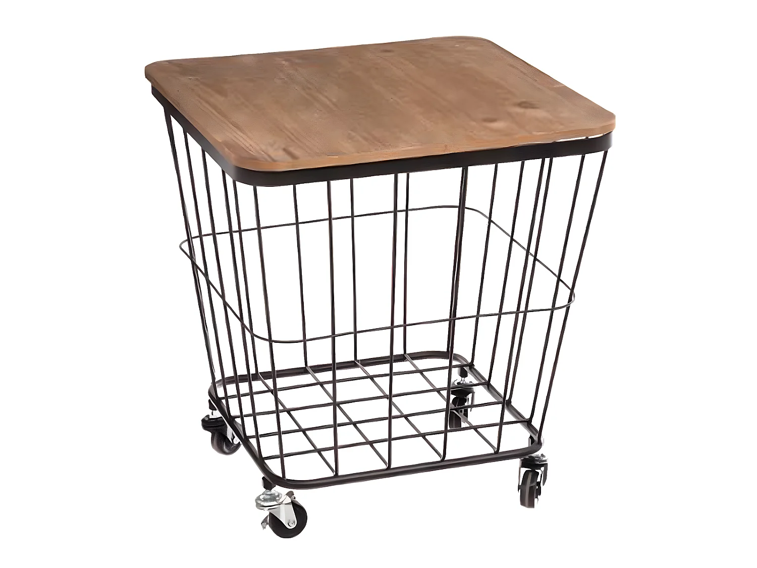 Table coffre en MDF et acier, sur roulettes coloris noir - Dim : L 39 x l 39 x H 43 cm