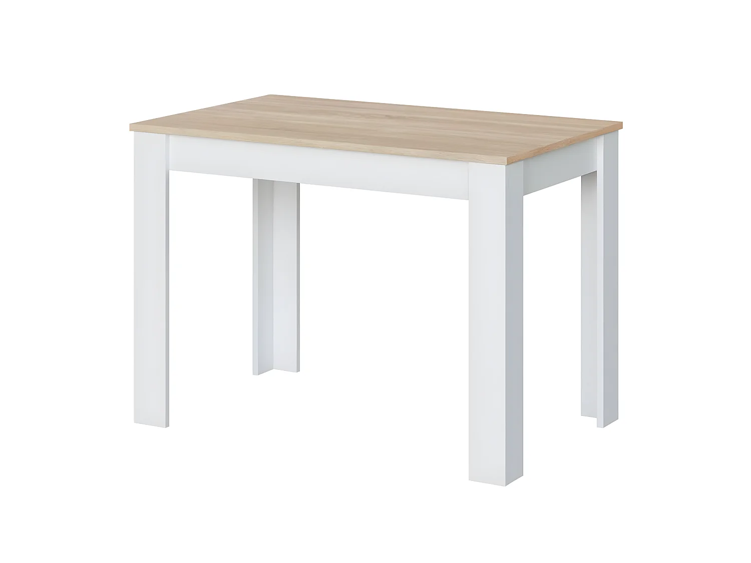 Table auxiliaire fixe coloris chêne canadien / blanc artic -  Hauteur 78 x Longueur 109 x Profondeur 67 cm