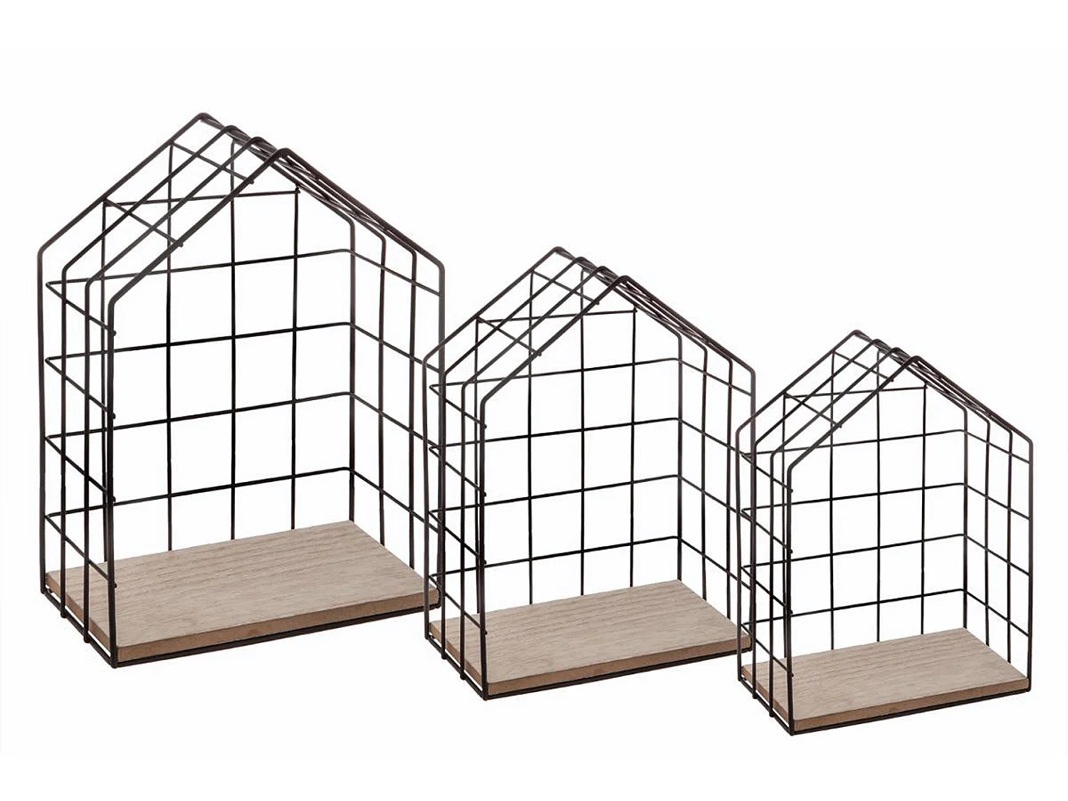 Lot de 3 étagères murales en bois MDF et fer coloris noir