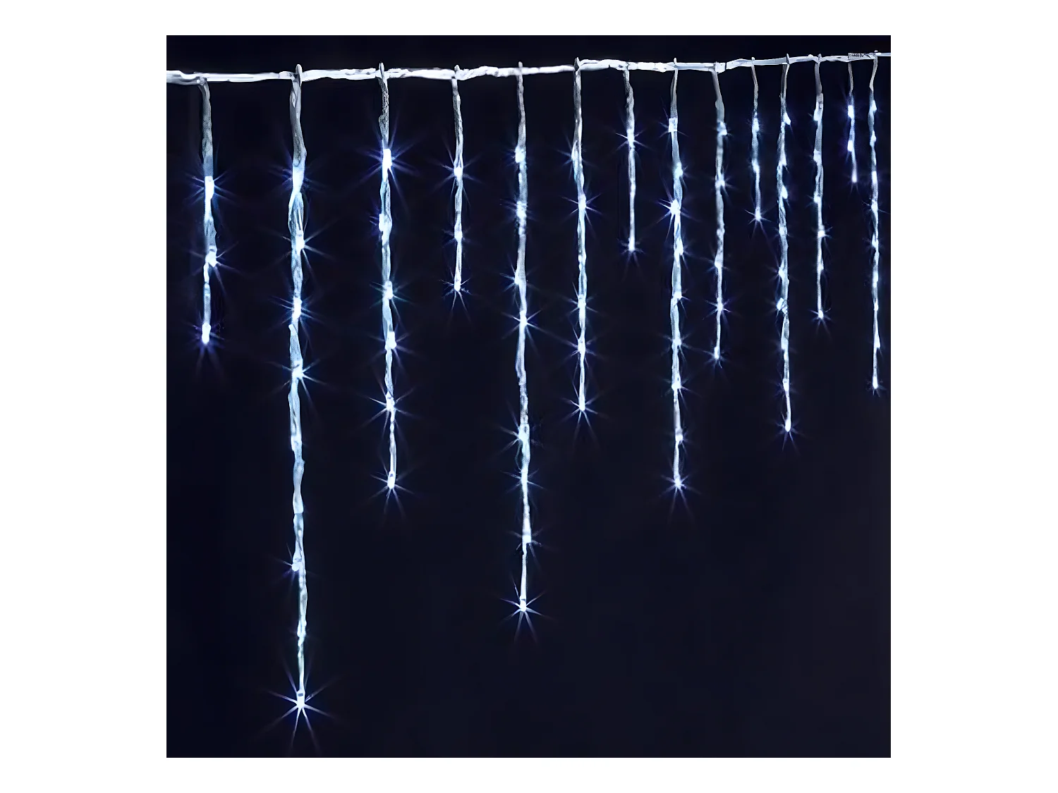 Rideau lumineux extérieur 600 LED blanc froid - Dim : L.1000 x l.0,5 x H.36 cm