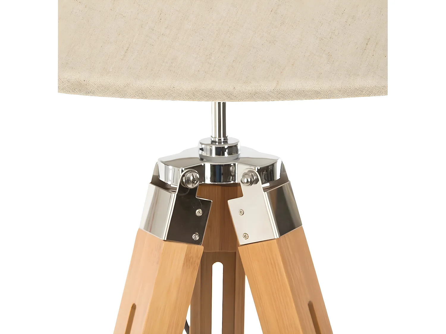 Lampadaire trépied en bambou coloris ivoire - Longueur 65 x Profondeur 59 x Hauteur 145 cm