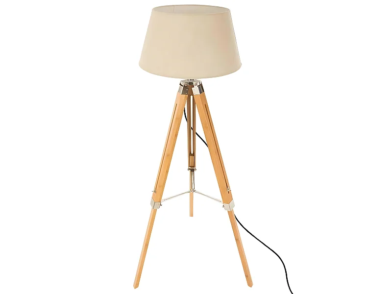 Lampadaire trépied en bambou coloris ivoire - Longueur 65 x Profondeur 59 x Hauteur 145 cm