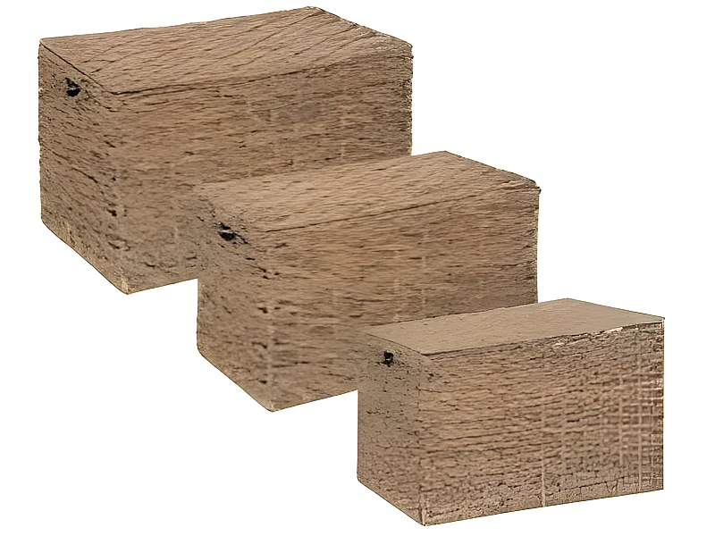 Set de 3 malles en métal et jacinthe naturel