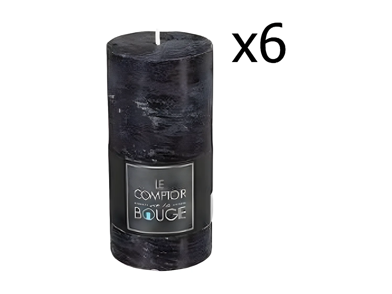 Lot de 6 Bougies cylindriques longues rustiques en Noir, H.14 et D.7 cm