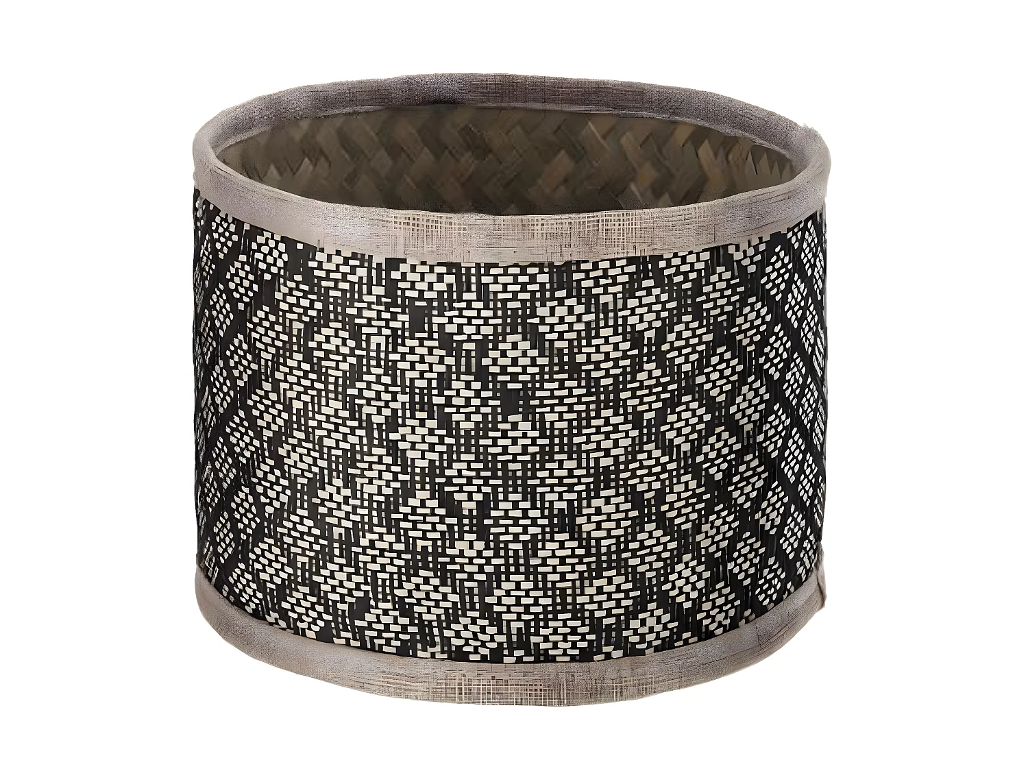 Set de 3 Paniers ronds en Osier motif ethnique Noir