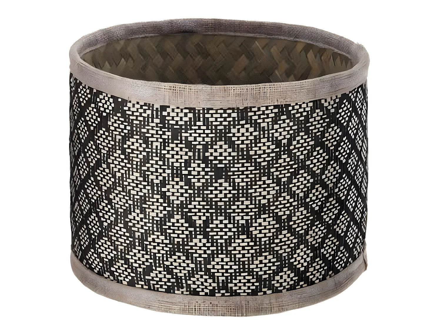 Set de 3 Paniers ronds en Osier motif ethnique Noir