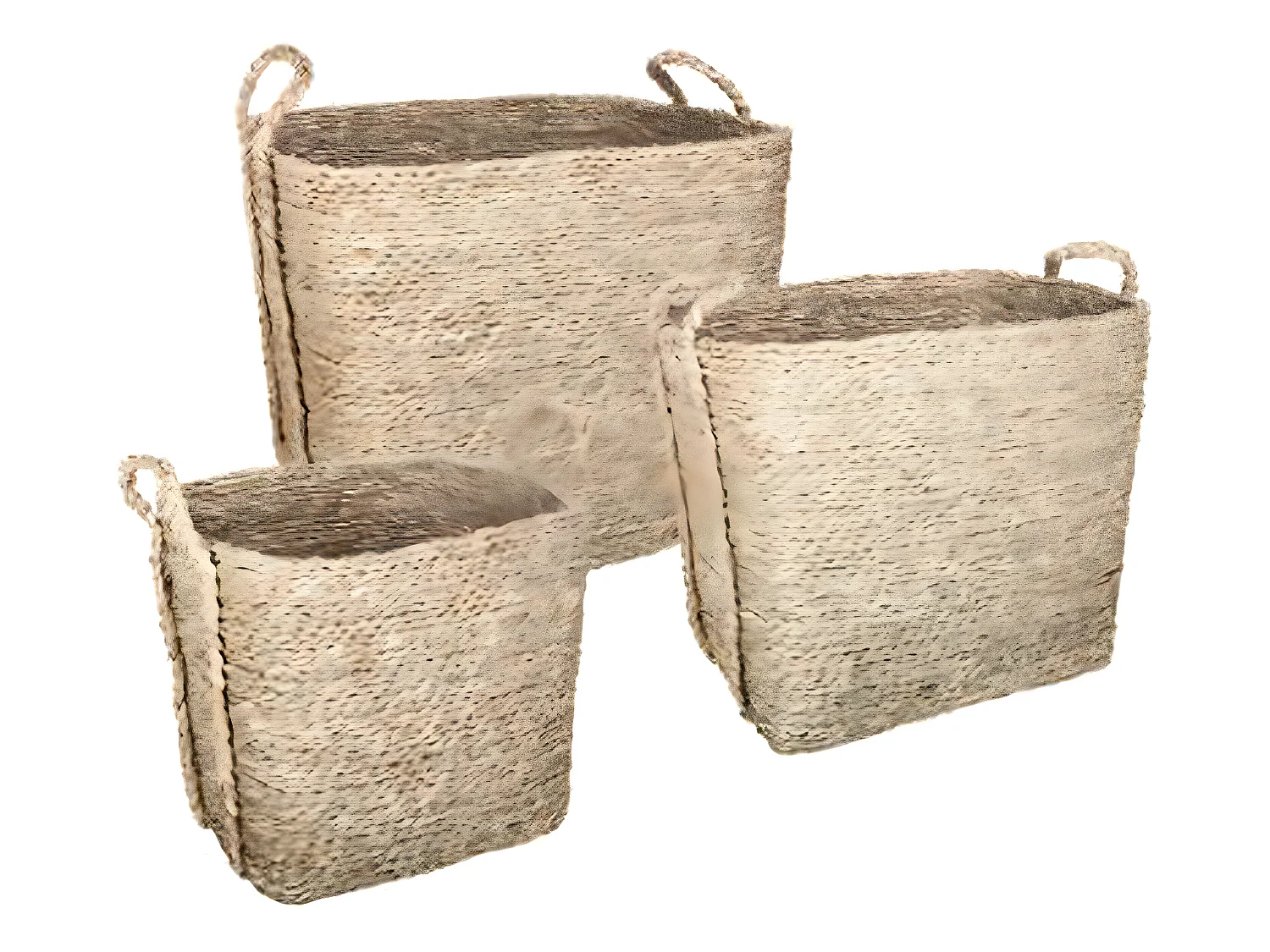 Lot de 3 paniers de rangement à anses en osier coloris naturel