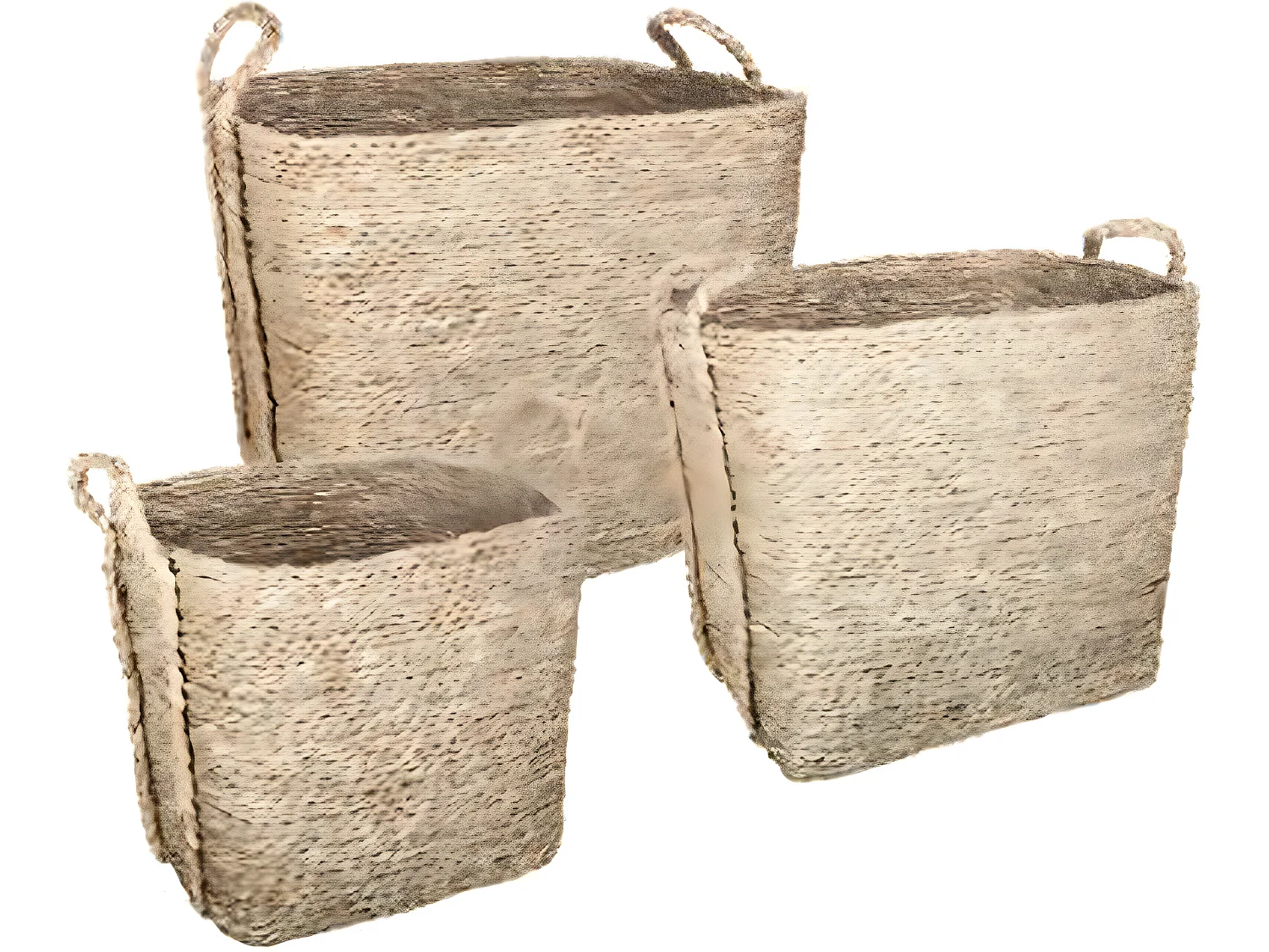 Lot de 3 paniers de rangement à anses en osier coloris naturel