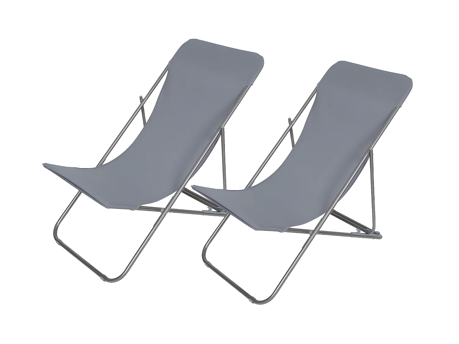 Lot de 2 chiliennes coloris ardoise en acier / polyester - L. 98 x P. 56 x H. 35/75 cm